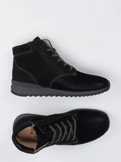 Finn Comfort – Schnürstiefelette aus Nubukleder schwarz