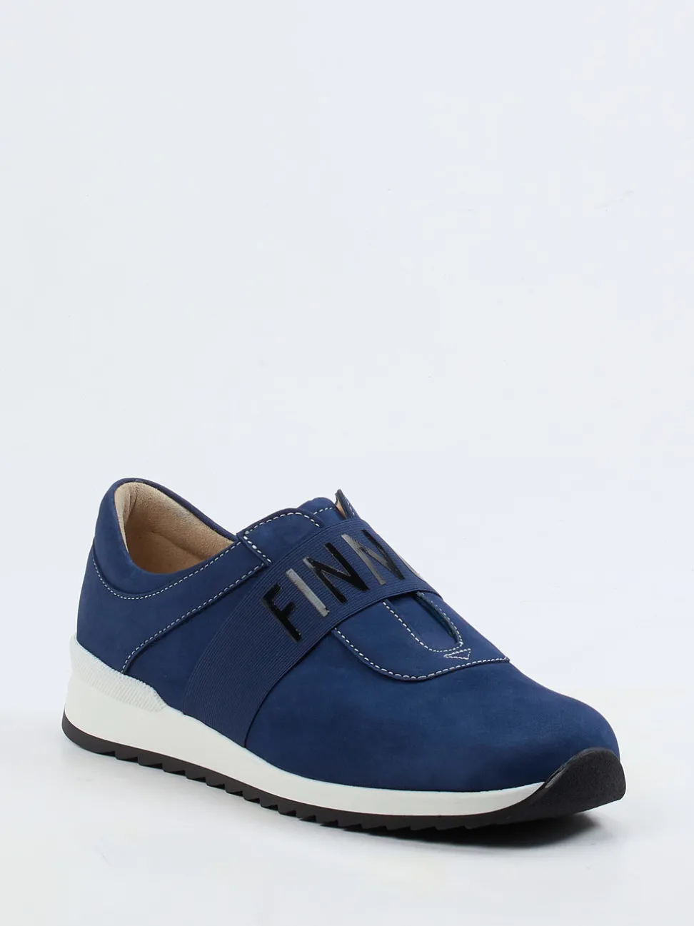Finn Comfort – Slipper aus Nubukleder in Marineblau