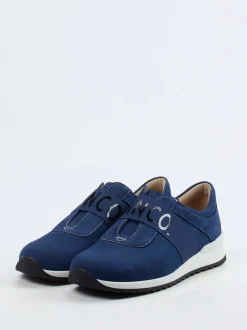 Finn Comfort – Slipper aus Nubukleder in Marineblau