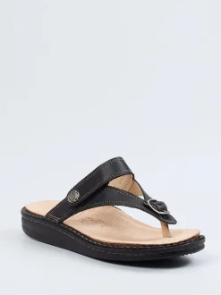 Finn Comfort – Zehentrenner aus Kalbleder Schwarz