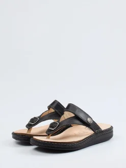 Finn Comfort – Zehentrenner aus Kalbleder Schwarz