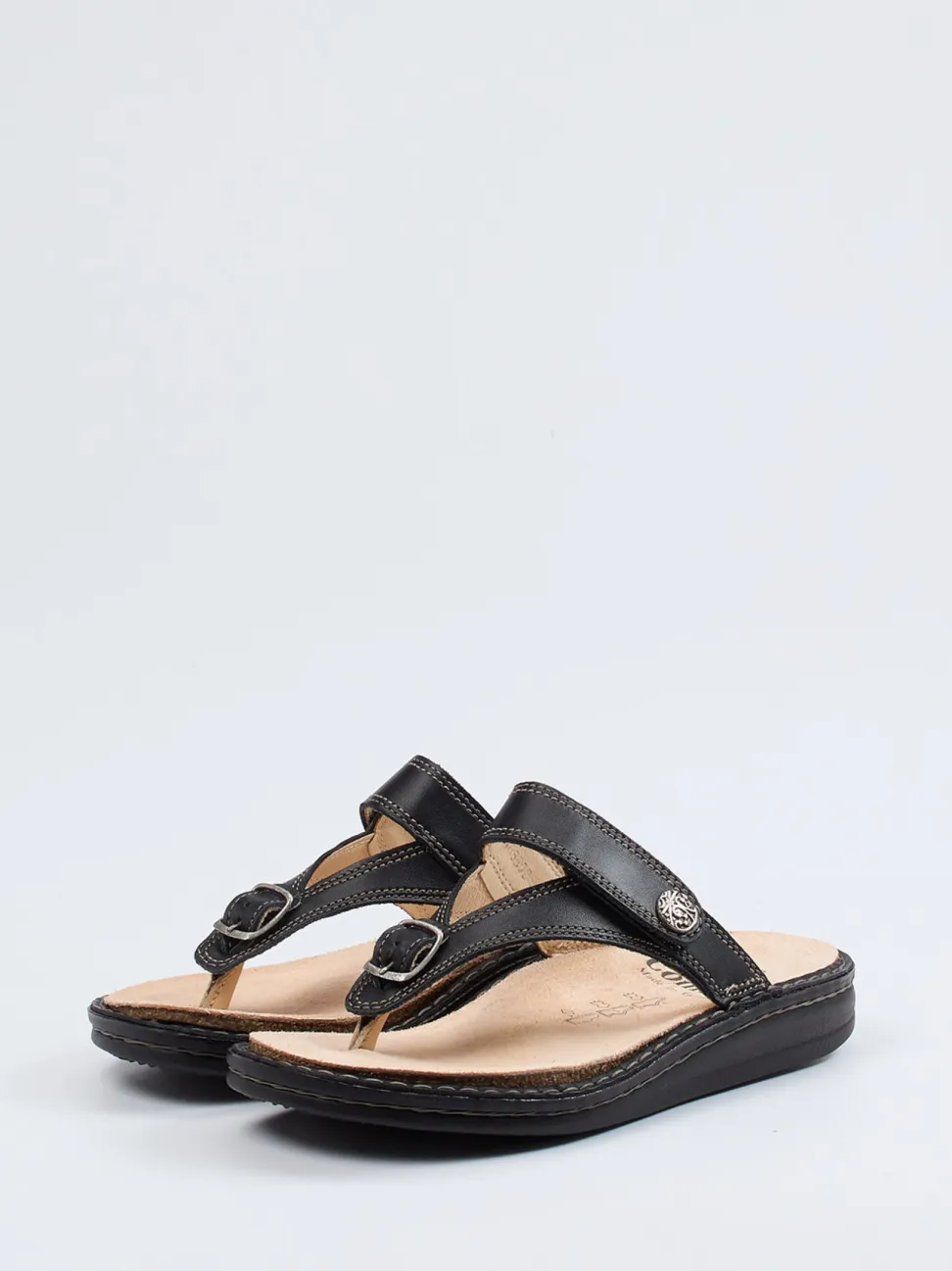 Finn Comfort – Zehentrenner aus Kalbleder Schwarz