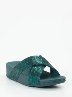 FitFlop – Komfort-Pantolette aus Metallicleder grün