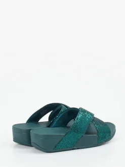 FitFlop – Komfort-Pantolette aus Metallicleder grün