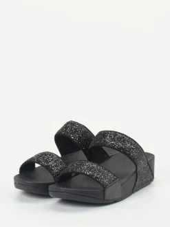 FitFlop – Komfort-Pantoletten aus Textil schwarz