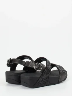 FitFlop – Komfort-Sandale aus Textil schwarz glitzernd