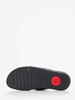 FitFlop – Pantolette aus Metallicleder in Schwarz