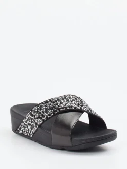 FitFlop – Pantolette aus Textil mit Strassbesatz