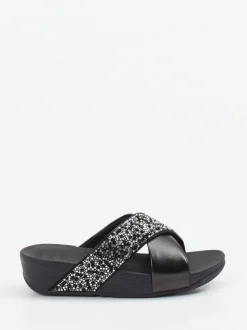 FitFlop – Pantolette aus Textil mit Strassbesatz