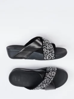 FitFlop – Pantolette aus Textil mit Strassbesatz