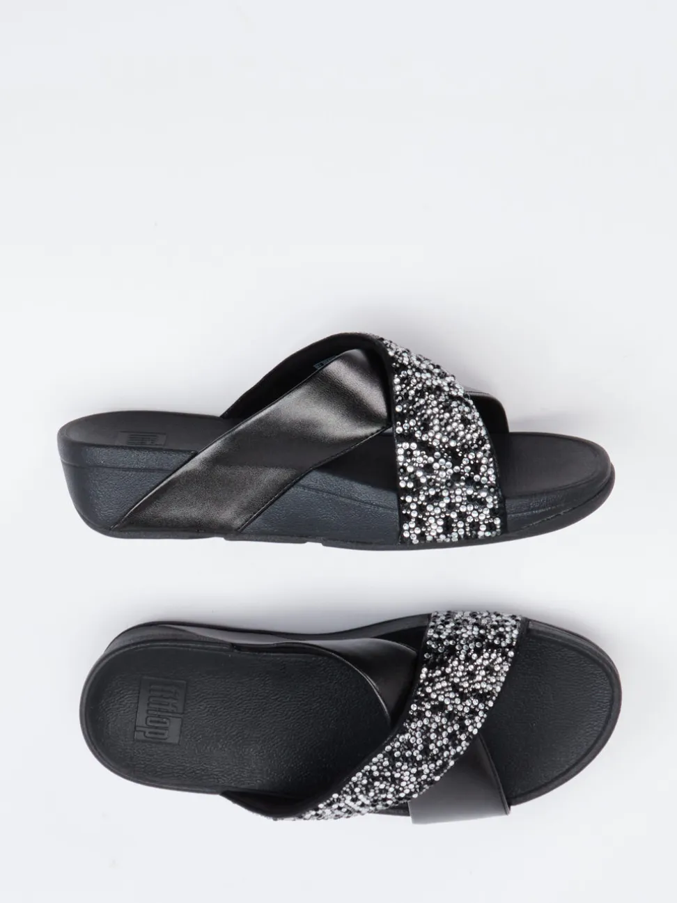 FitFlop – Pantolette aus Textil mit Strassbesatz