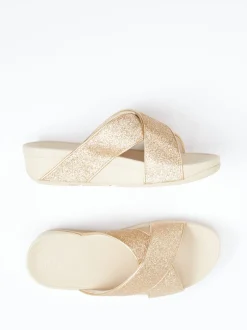 FitFlop – Pantolette aus Textil in Champagnerbeige