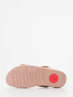 FitFlop – Sandalen aus Metallicleder in Roségold