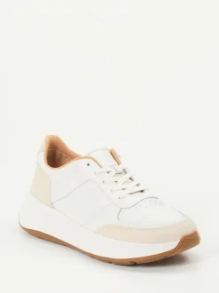 FitFlop – Sneaker aus Kalbleder und Veloursleder Weiß
