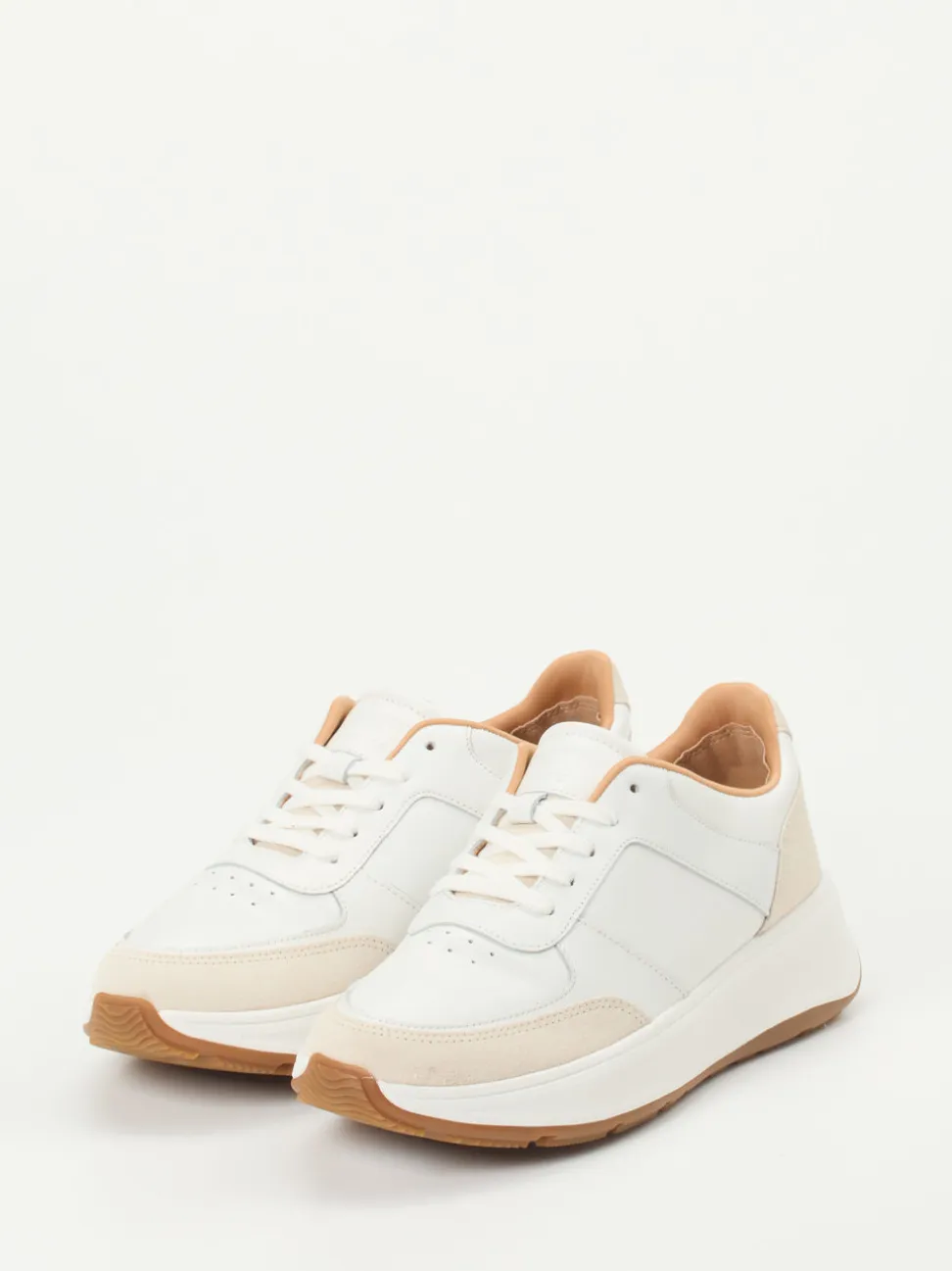 FitFlop – Sneaker aus Kalbleder und Veloursleder Weiß