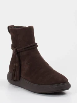 FitFlop – Stiefeletten aus Veloursleder Dunkelbraun