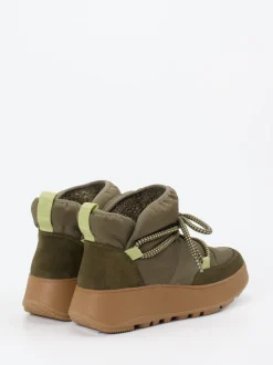 FitFlop – Winter-Boots aus Textil und Veloursleder olivgrün