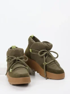 FitFlop – Winter-Boots aus Textil und Veloursleder olivgrün