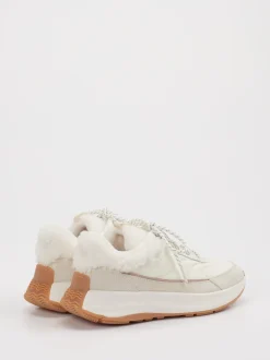 FitFlop – Winter-Sneaker aus Leder-Textil-Mix beige
