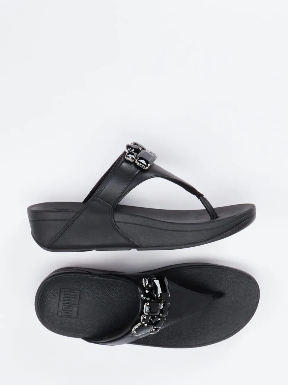 FitFlop – Zehentrenner aus Kalbleder schwarz