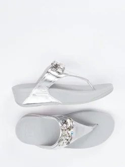 FitFlop – Zehentrenner aus Kalbleder in Silber