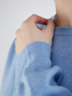 FLONA – Feinstrickpullover aus Baumwolle-Kaschmir Hellblau