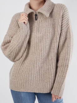 FLONA – Strickpullover aus Wollmischung beigebraun