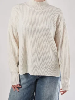 FLONA – Strickpullover aus geripptem Material cremeweiß