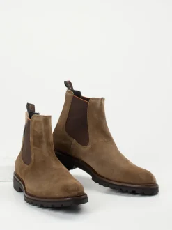 Floris van Bommel – Chelsea Boots aus Veloursleder sandbraun