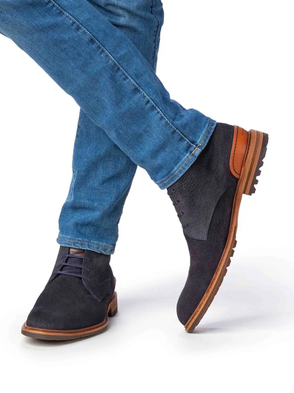 Floris van Bommel – Desert Boots aus Veloursleder Blau