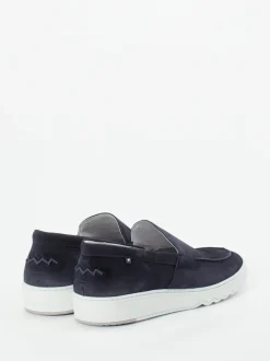 Floris van Bommel – Loafer aus Veloursleder Dunkelblau