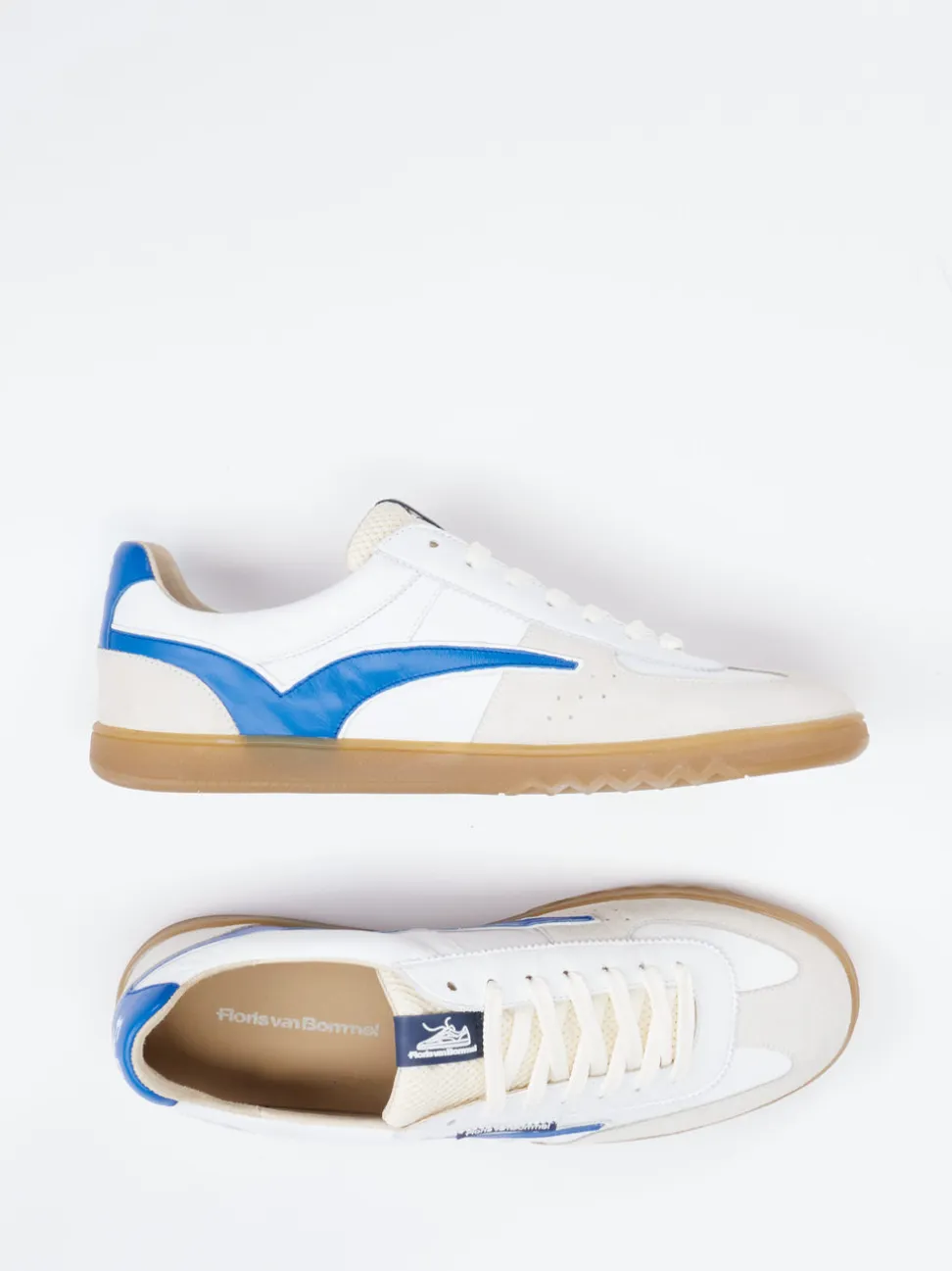 Floris van Bommel – Retro-Sneaker aus Veloursleder weiß
