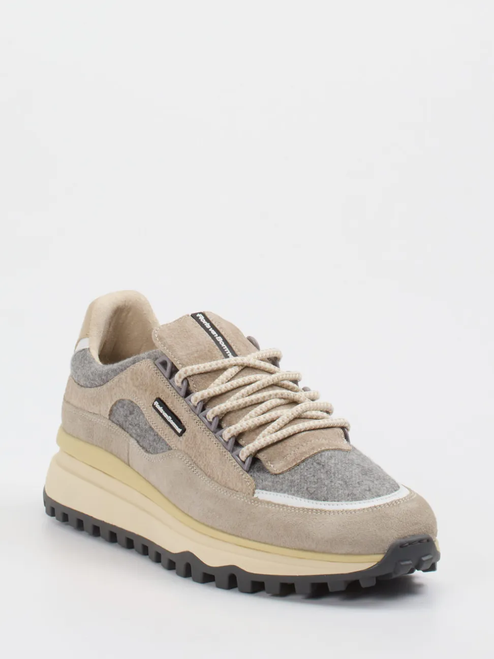 Floris van Bommel – Sneaker aus Velour/Textil Beigebraun