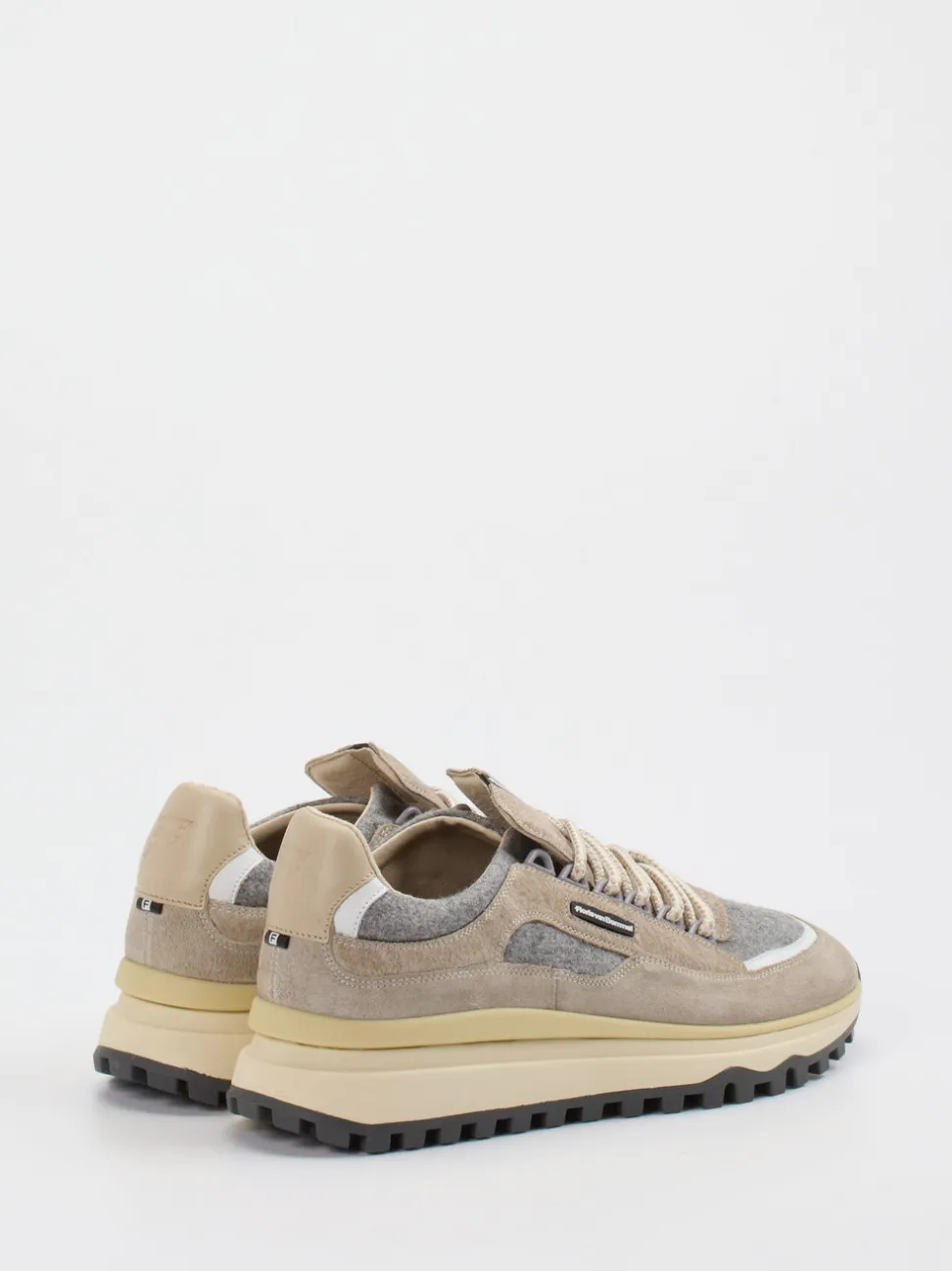 Floris van Bommel – Sneaker aus Velour/Textil Beigebraun