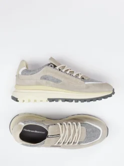 Floris van Bommel – Sneaker aus Velour/Textil Beigebraun