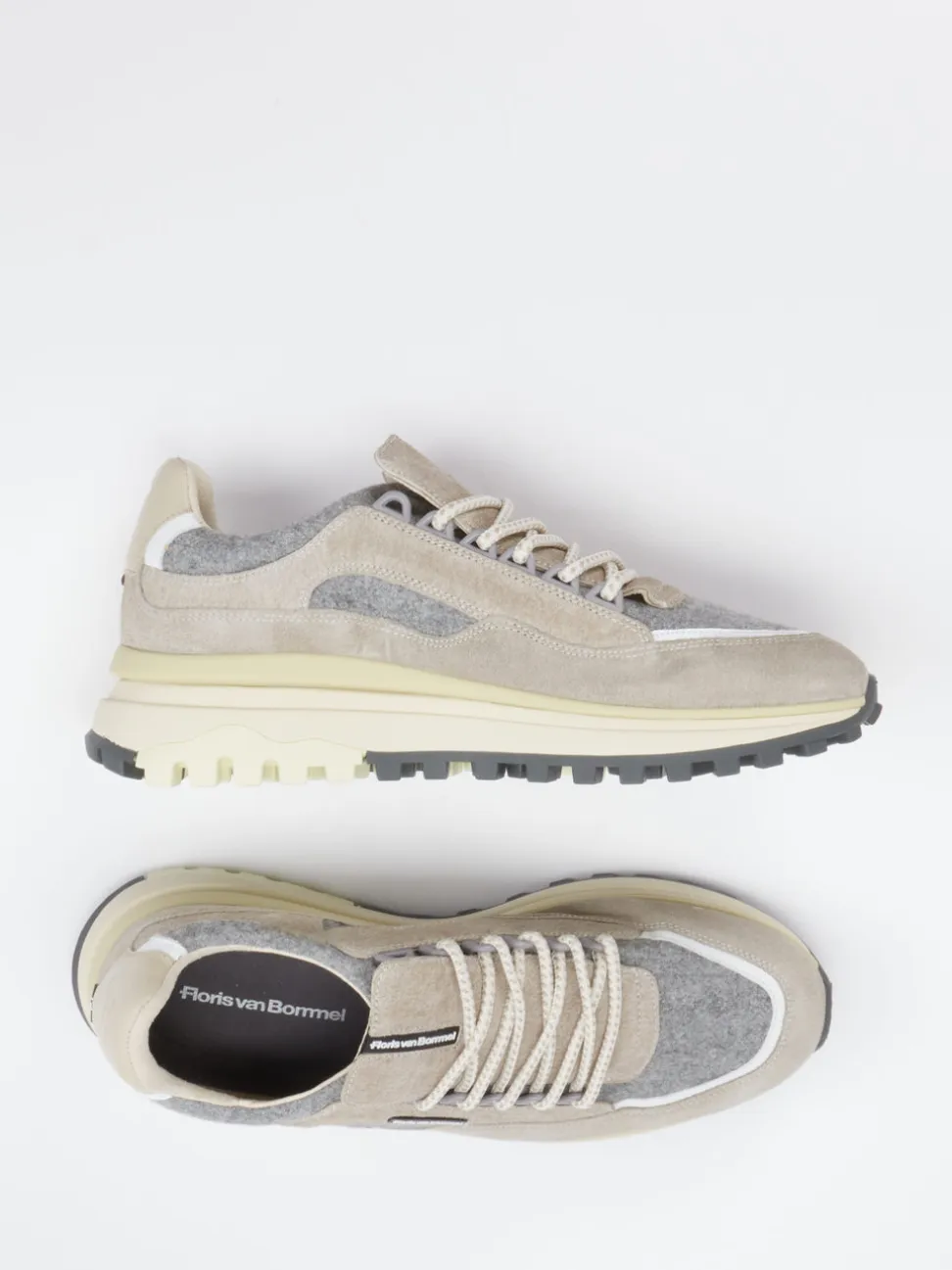 Floris van Bommel – Sneaker aus Velour/Textil Beigebraun