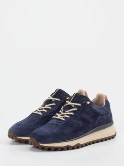 Floris van Bommel – Sneaker aus Veloursleder Nachtblau