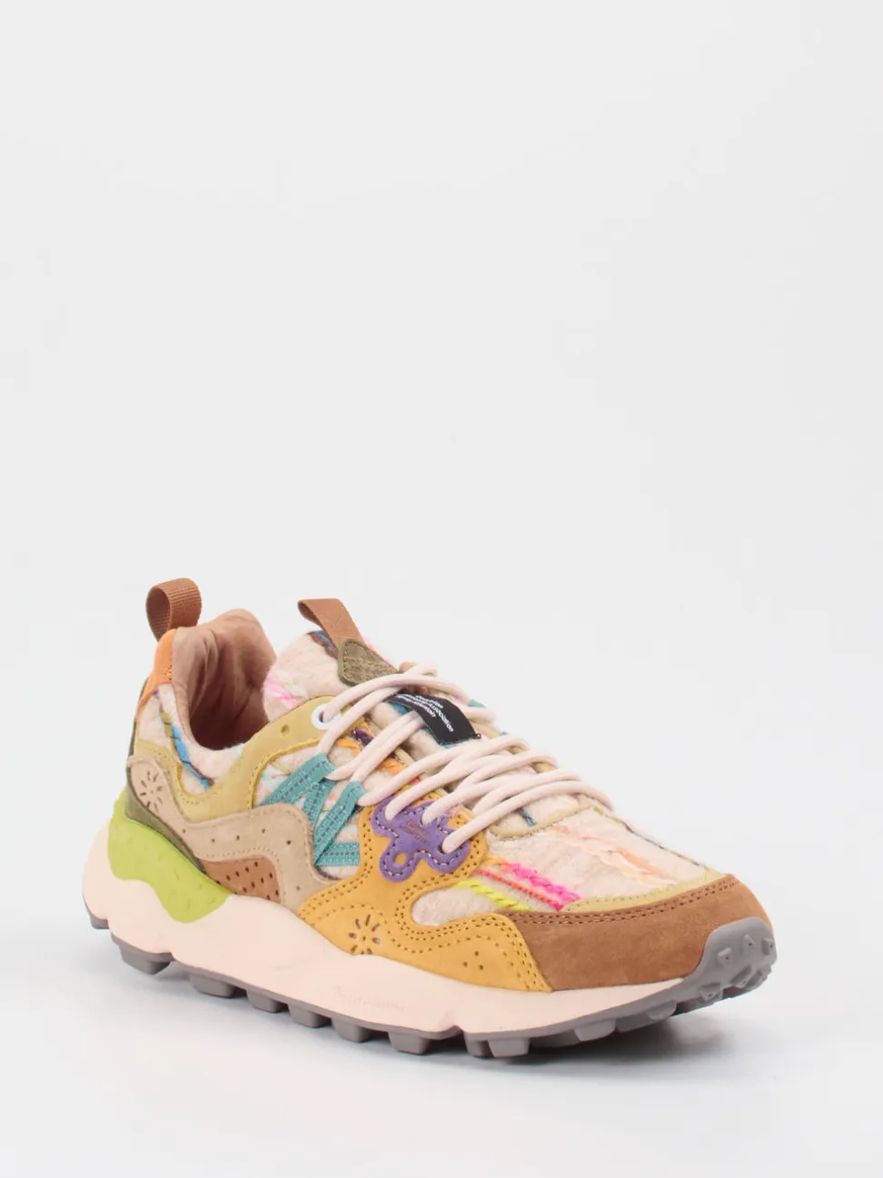 Flower Mountain – Chunky Sneaker aus Velour/Textil Multicolor