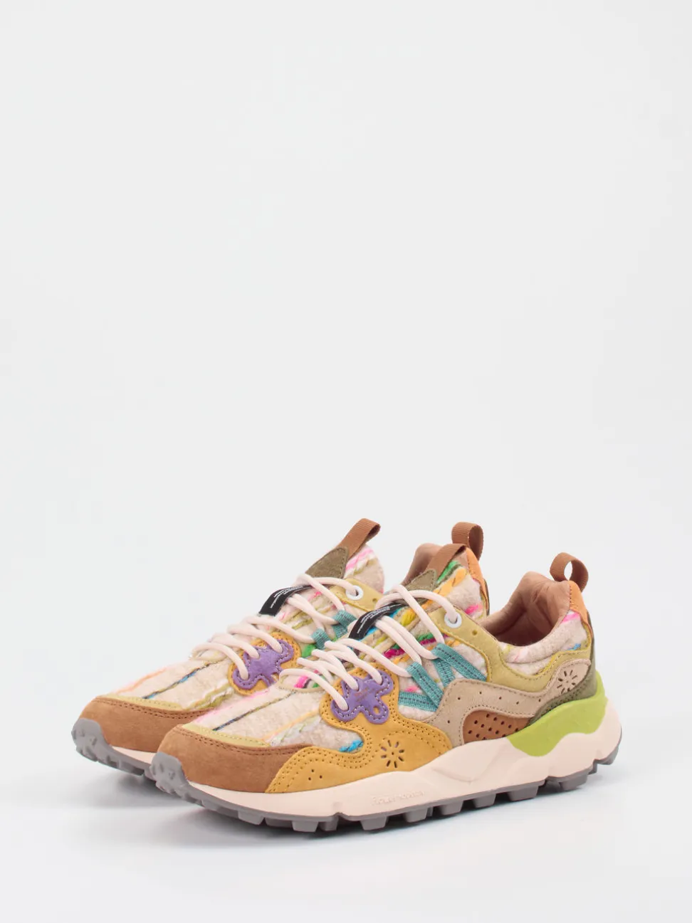 Flower Mountain – Chunky Sneaker aus Velour/Textil Multicolor