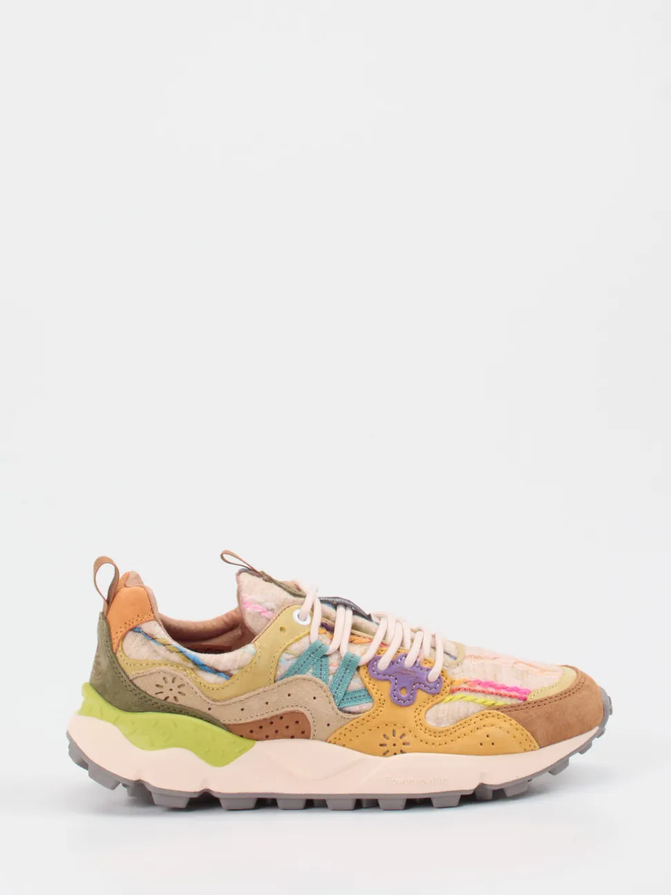 Flower Mountain – Chunky Sneaker aus Velour/Textil Multicolor