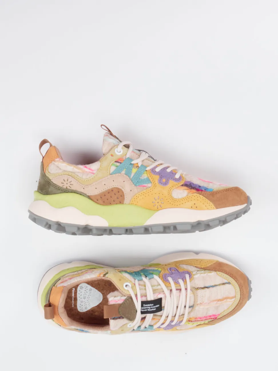 Flower Mountain – Chunky Sneaker aus Velour/Textil Multicolor