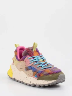 Flower Mountain – Chunky-Sneaker aus Velour/Textil multicolor
