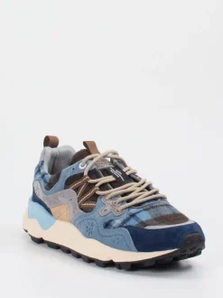 Flower Mountain – Sneaker aus Velour/Textil jeansblau