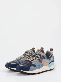 Flower Mountain – Sneaker aus Velour/Textil jeansblau