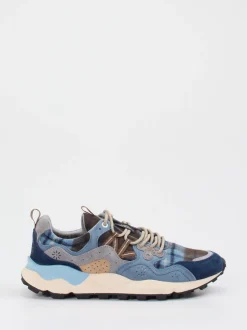 Flower Mountain – Sneaker aus Velour/Textil jeansblau