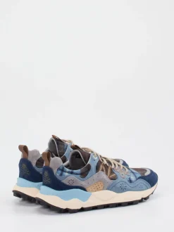 Flower Mountain – Sneaker aus Velour/Textil jeansblau