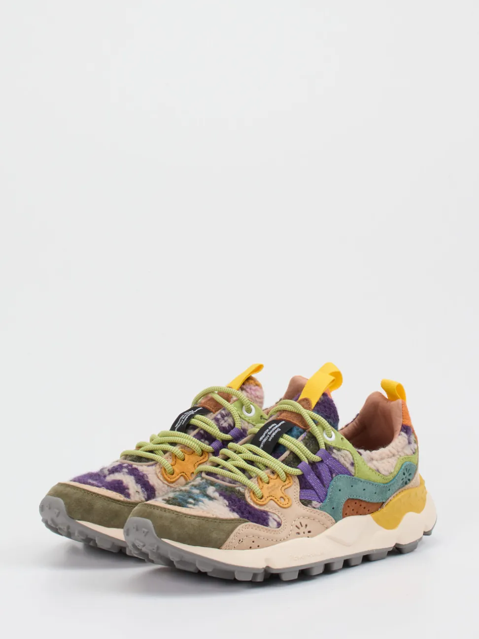 Flower Mountain – Sneaker aus Velour und Textil multicolor
