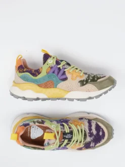 Flower Mountain – Sneaker aus Velour und Textil multicolor