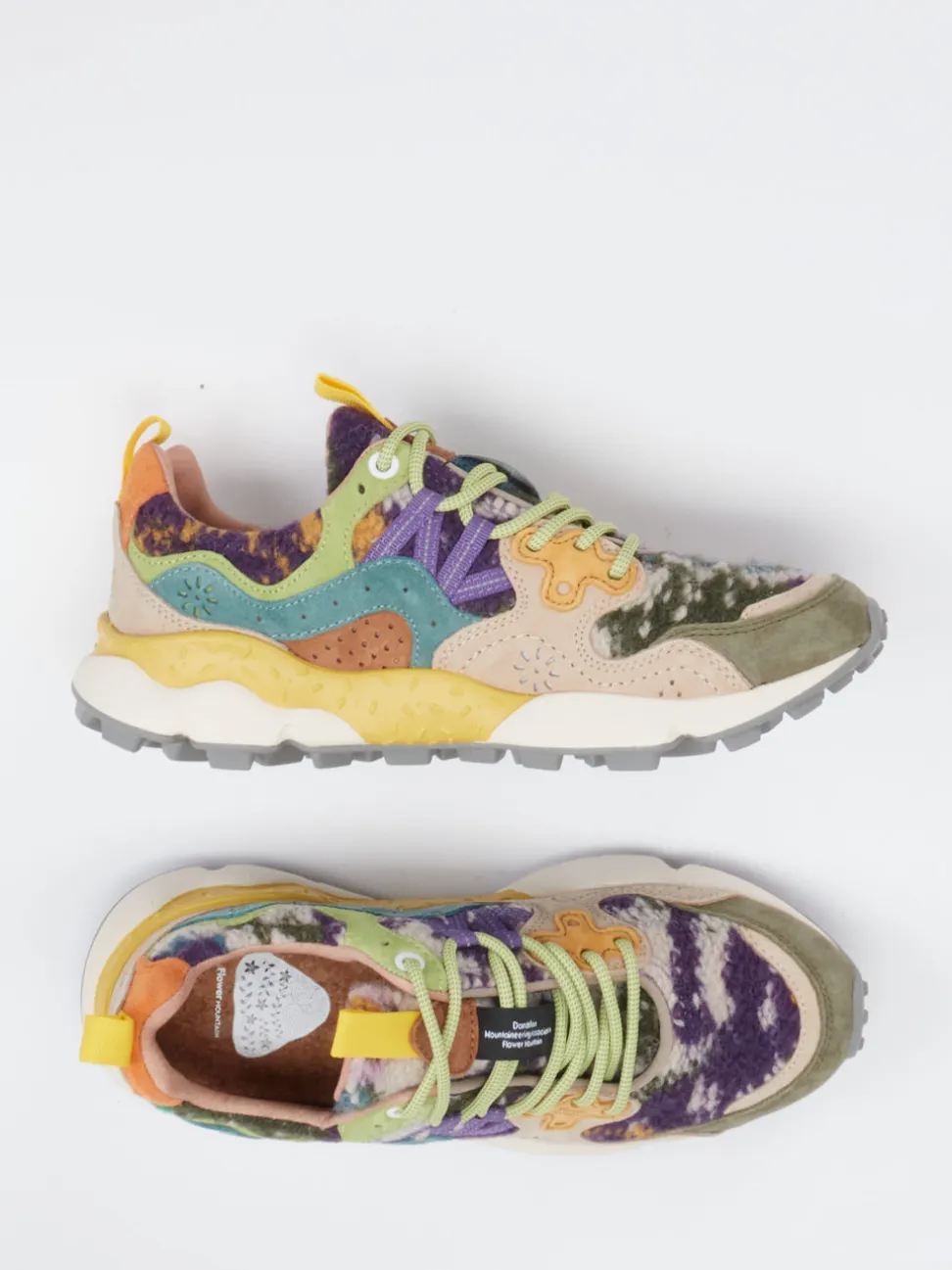 Flower Mountain – Sneaker aus Velour und Textil multicolor