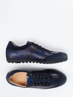 Franz Gustav – Sneaker aus Velour- und Glattleder Dunkelblau